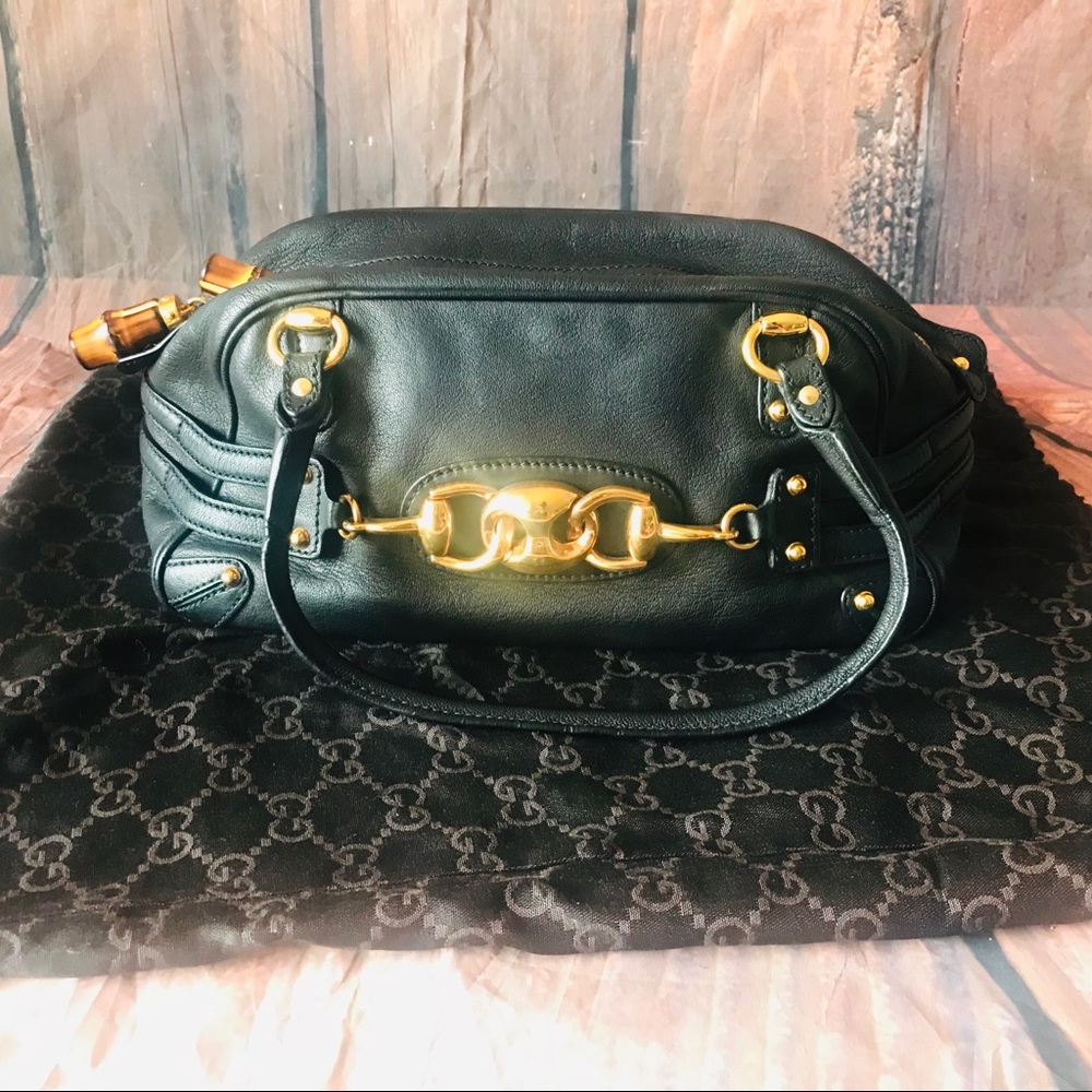 Authentic Black Leather Gucci Purse